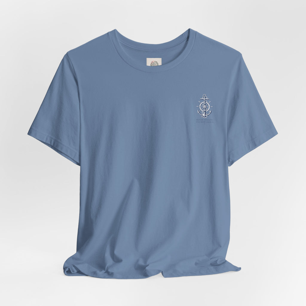Anchor Nautical T‑Shirt — "Hold Steady Anchor Down"