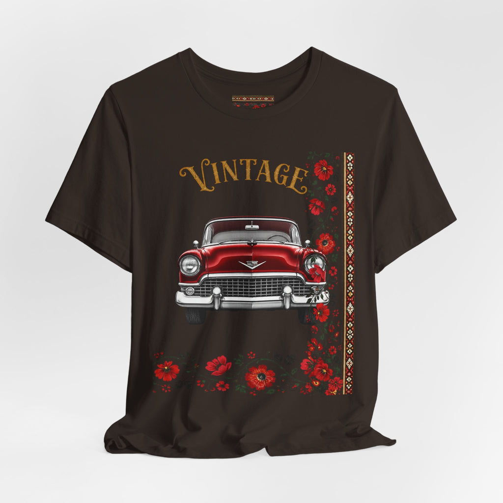Vintage Classic Car Floral Graphic T-Shirt