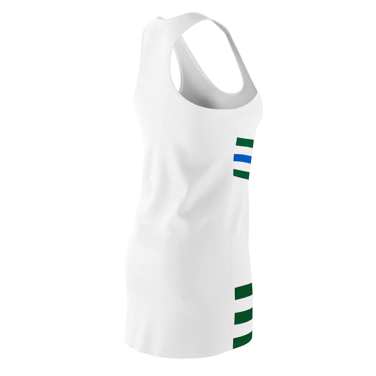 Racerback Stripe Dress — Green & Blue Horizontal Accent