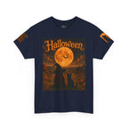 Halloween Graphic Tee — "It's Halloween" Witch & Cat Moon Design