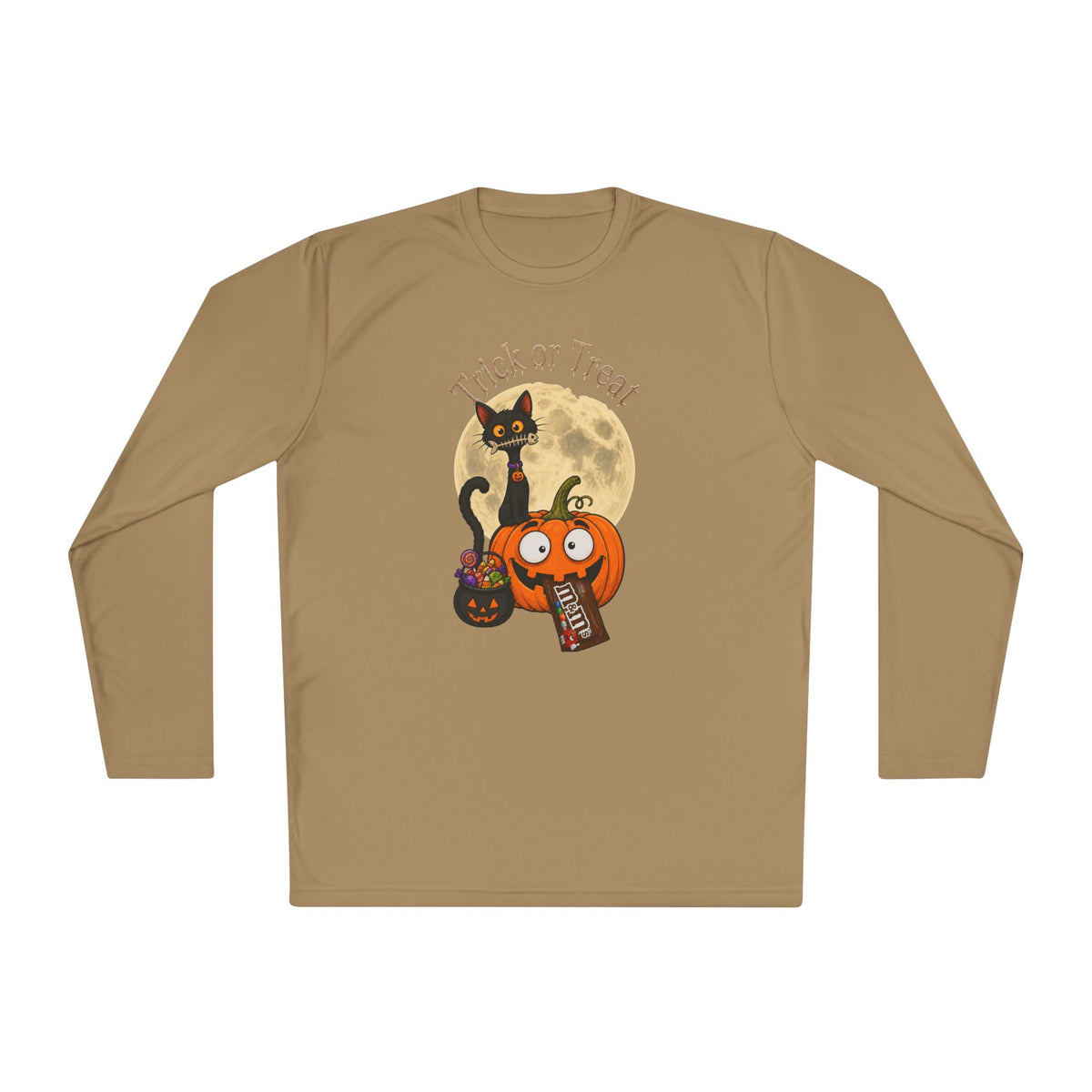 Halloween Pumpkin & Black Cat Long Sleeve Tee — "Trick or Treat / Hello Halloween"
