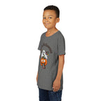 Youth Halloween Tee - "Hello Halloween" Ghost & Pumpkin Trick-or-Treat Shirt