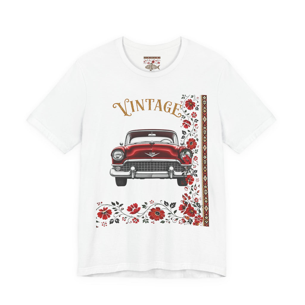 Vintage Classic Car Floral Graphic T-Shirt
