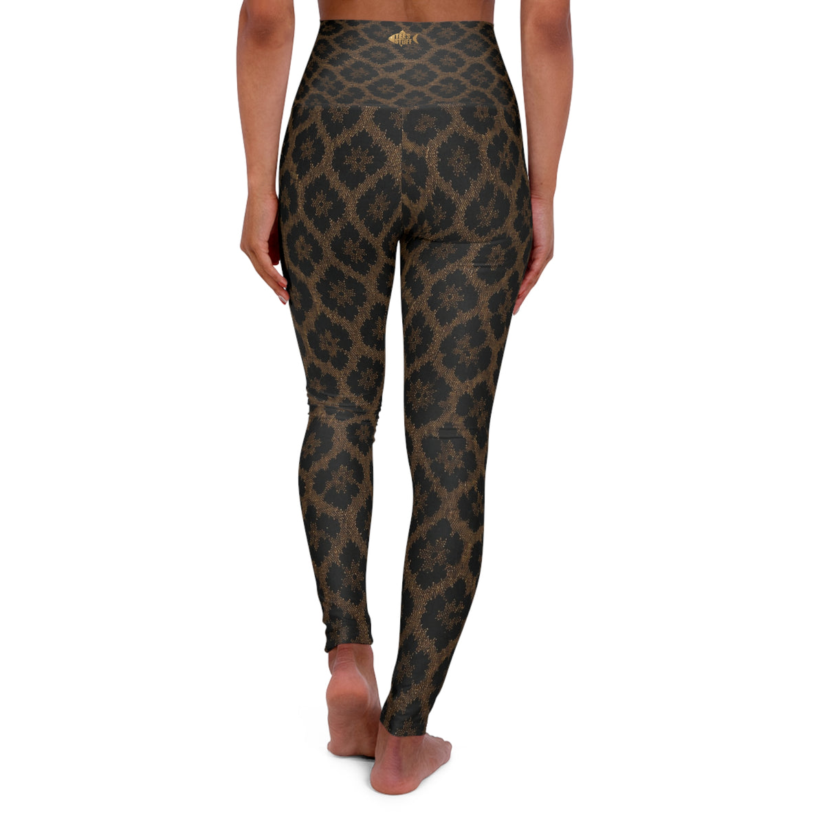 High-Waisted Leopard Print Yoga Leggings — Brown AOP Athletic Tights