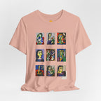 Picasso Portrait Grid T‑Shirt — Colorful Cubist Faces Art Tee