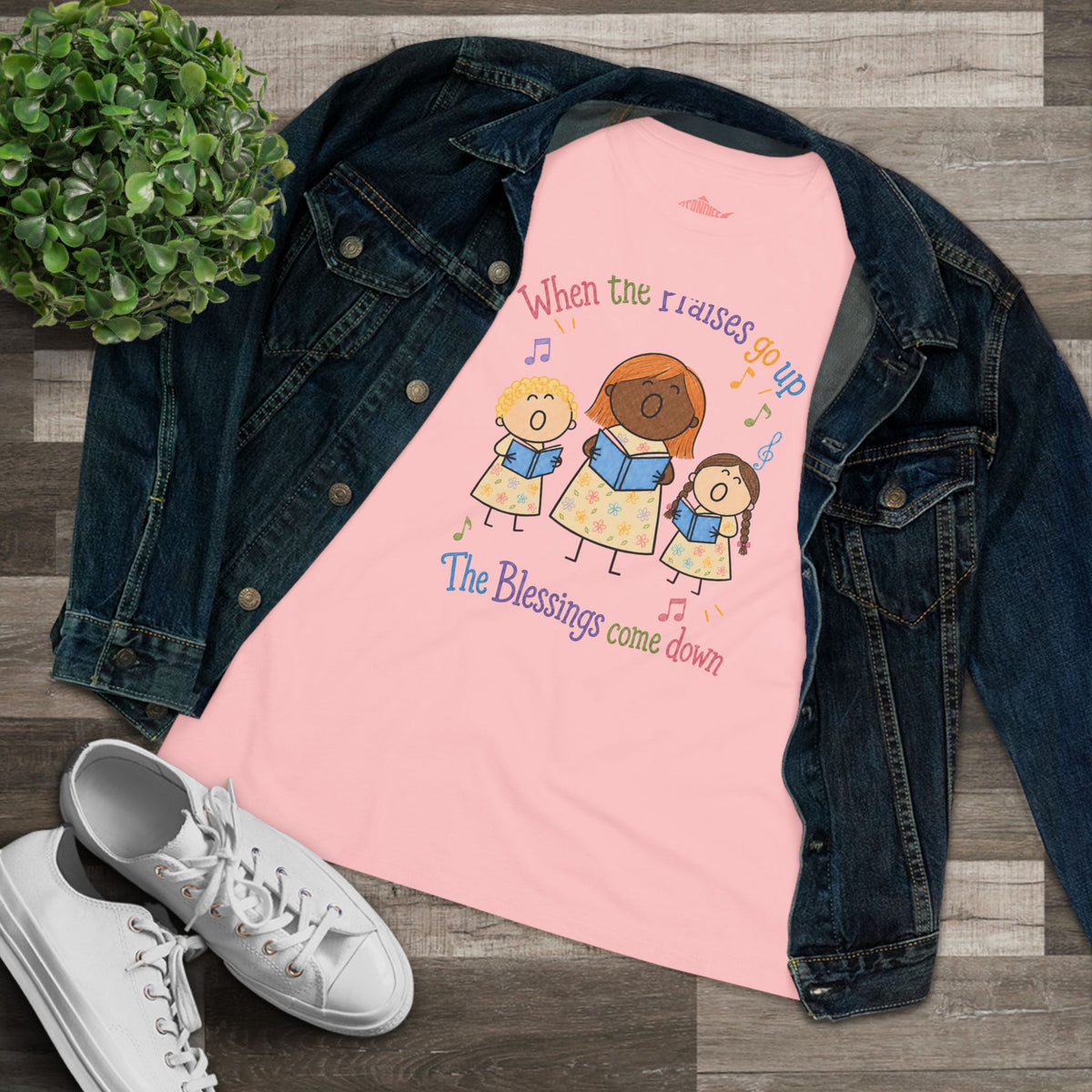 Women's Praise Choir Tee — "When the Praises Go Up, The Blessings Come Down"