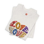 Love Heart Graphic Tee — Retro Floral "Love" Design