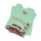 Vintage Classic Car Floral Graphic T-Shirt