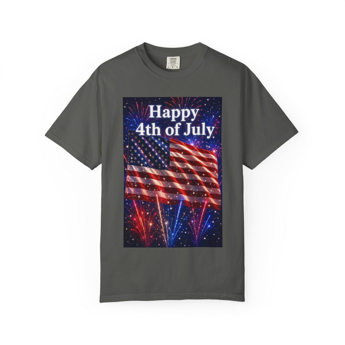 4th of July Flag T-Shirt — "Happy 4th of July" Front & America Flag Back
