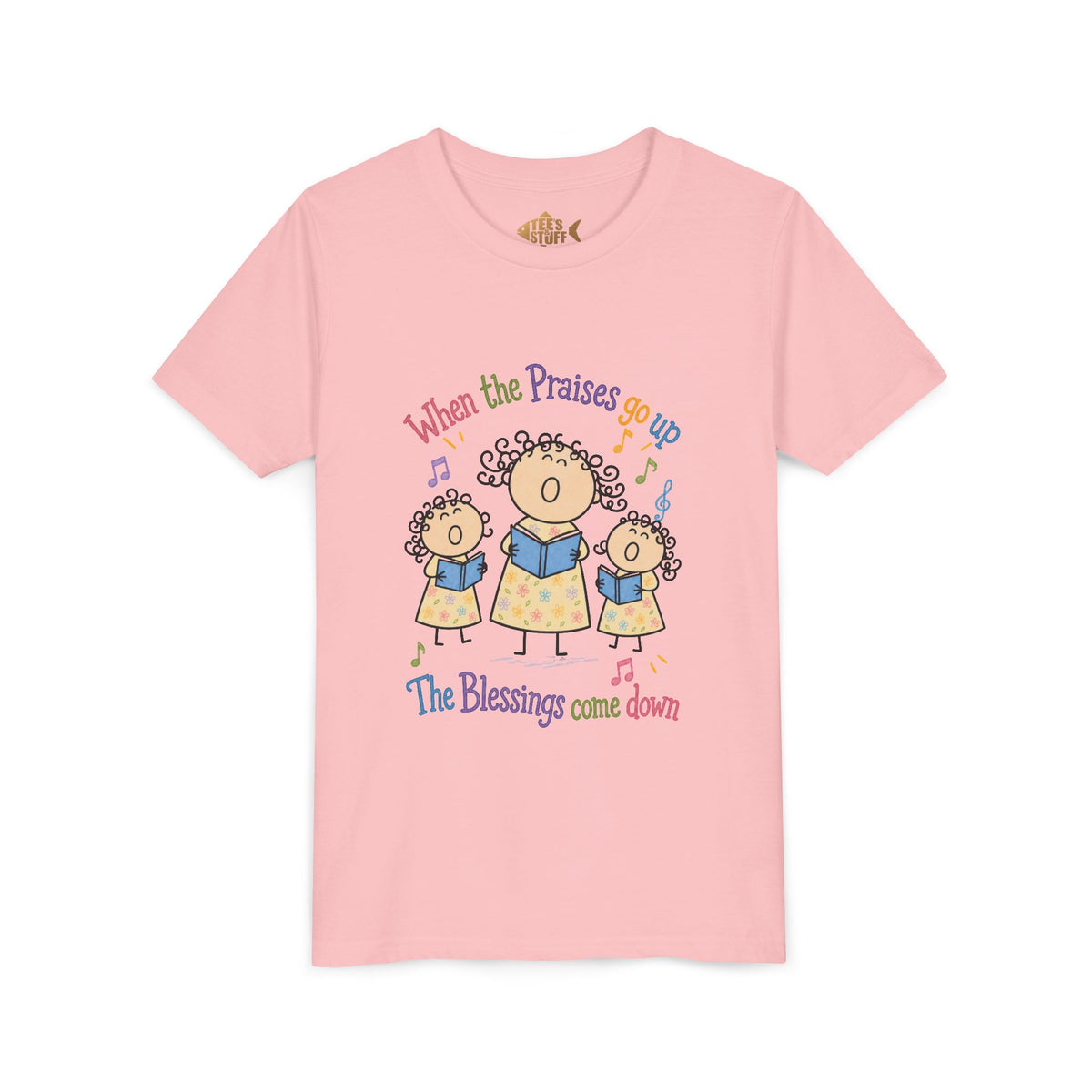 Youth Tee - 'When the Praises Go Up, The Blessings Come Down' Kids Choir Graphic