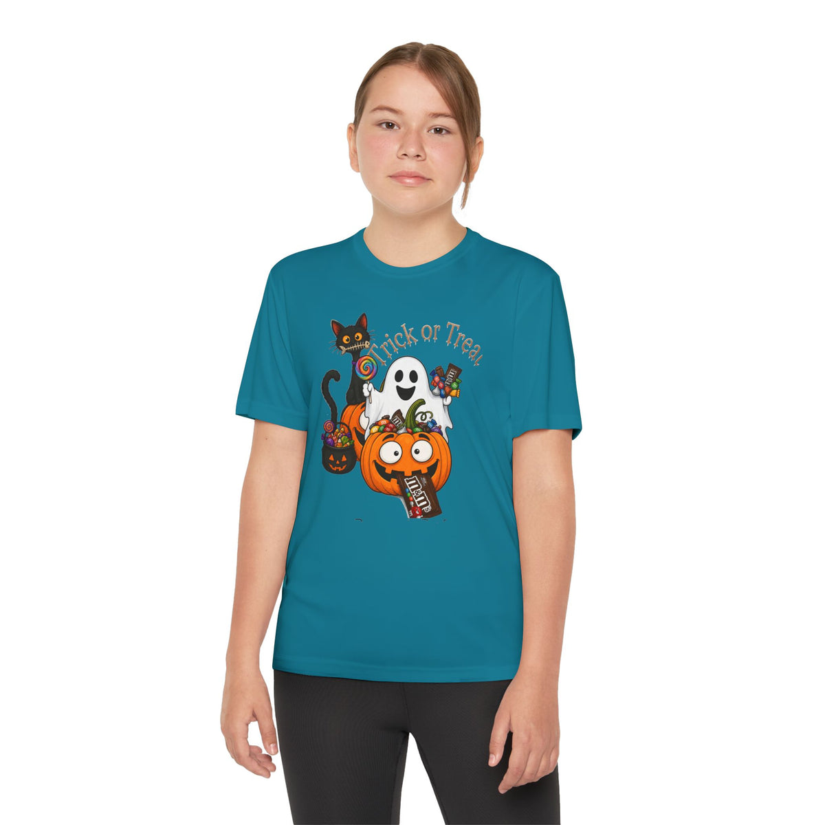 Kids Halloween Trick or Treat T-Shirt — Cute Pumpkin, Ghost & Black Cat Design