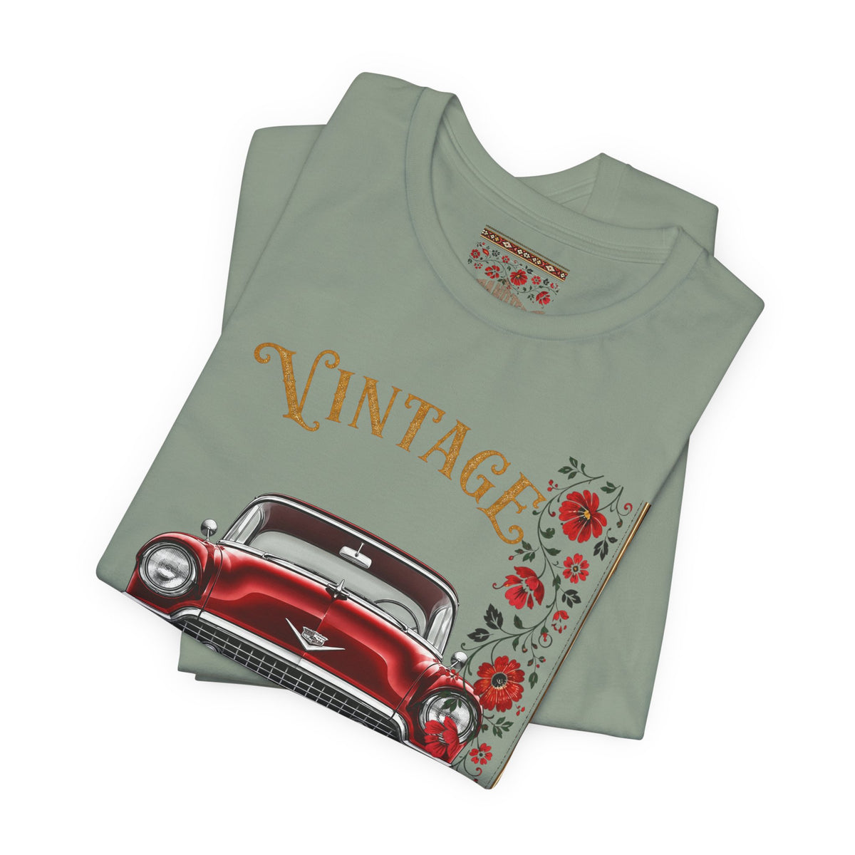 Vintage Classic Car Floral Graphic T-Shirt
