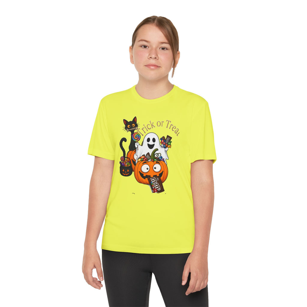 Kids Halloween Trick or Treat T-Shirt — Cute Pumpkin, Ghost & Black Cat Design