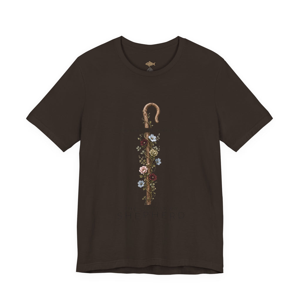 Shepherd Floral Staff T‑Shirt — 'The Lord Is My Shepherd' Faith Tee