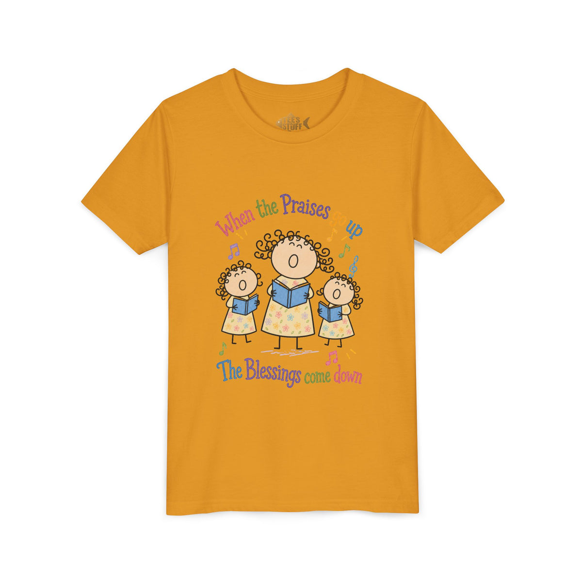 Youth Tee - 'When the Praises Go Up, The Blessings Come Down' Kids Choir Graphic