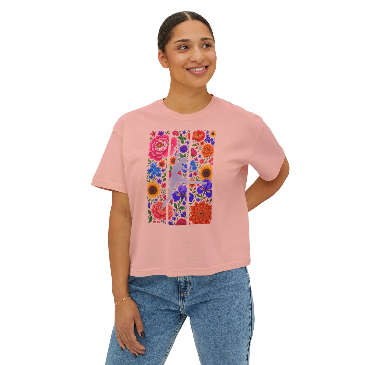Floral Ballet Dancer Tee | Boxy Crop Shirt