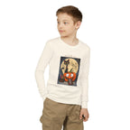 Kids' Halloween Long Sleeve Tee — 'Trick or Treat' Black Cat & Pumpkin Design