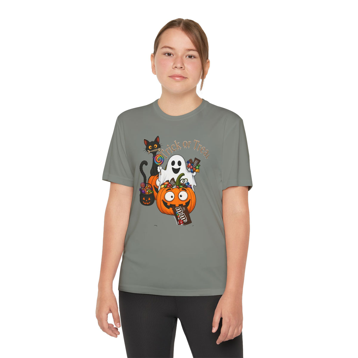 Kids Halloween Trick or Treat T-Shirt — Cute Pumpkin, Ghost & Black Cat Design