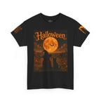 Halloween Graphic Tee — "It's Halloween" Witch & Cat Moon Design