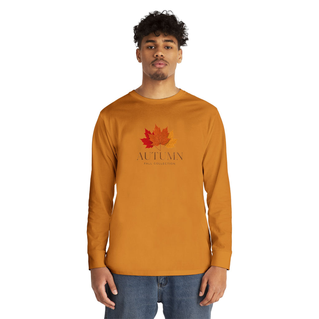Autumn Leaves Long Sleeve Tee — 'AUTUMN' Maple Graphic Cozy Fall Shirt