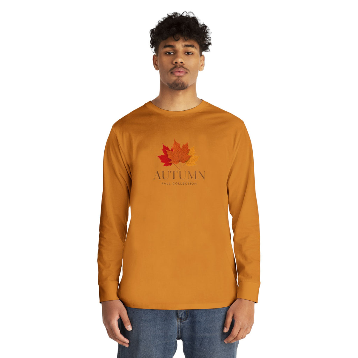 Autumn Leaves Long Sleeve Tee — 'AUTUMN' Maple Graphic Cozy Fall Shirt