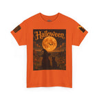 Halloween Graphic Tee — "It's Halloween" Witch & Cat Moon Design
