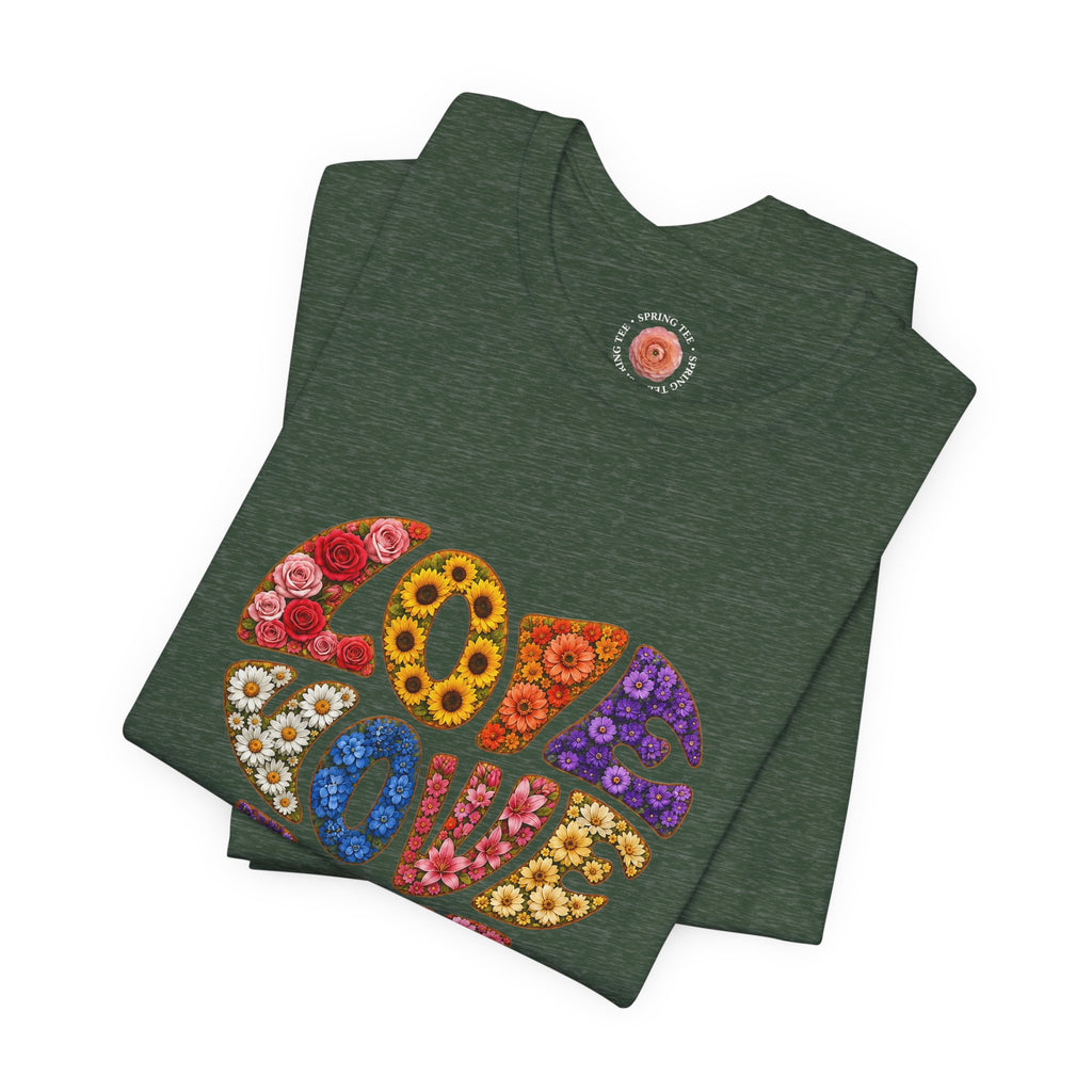 Love Heart Graphic Tee — Retro Floral "Love" Design