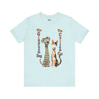 Gingham Dog & Calico Cat Tee — Plaid Pet Illustration T-Shirt