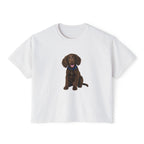 Women's Boxy Tee — Brown Spaniel Dog Graphic T‑Shirt
