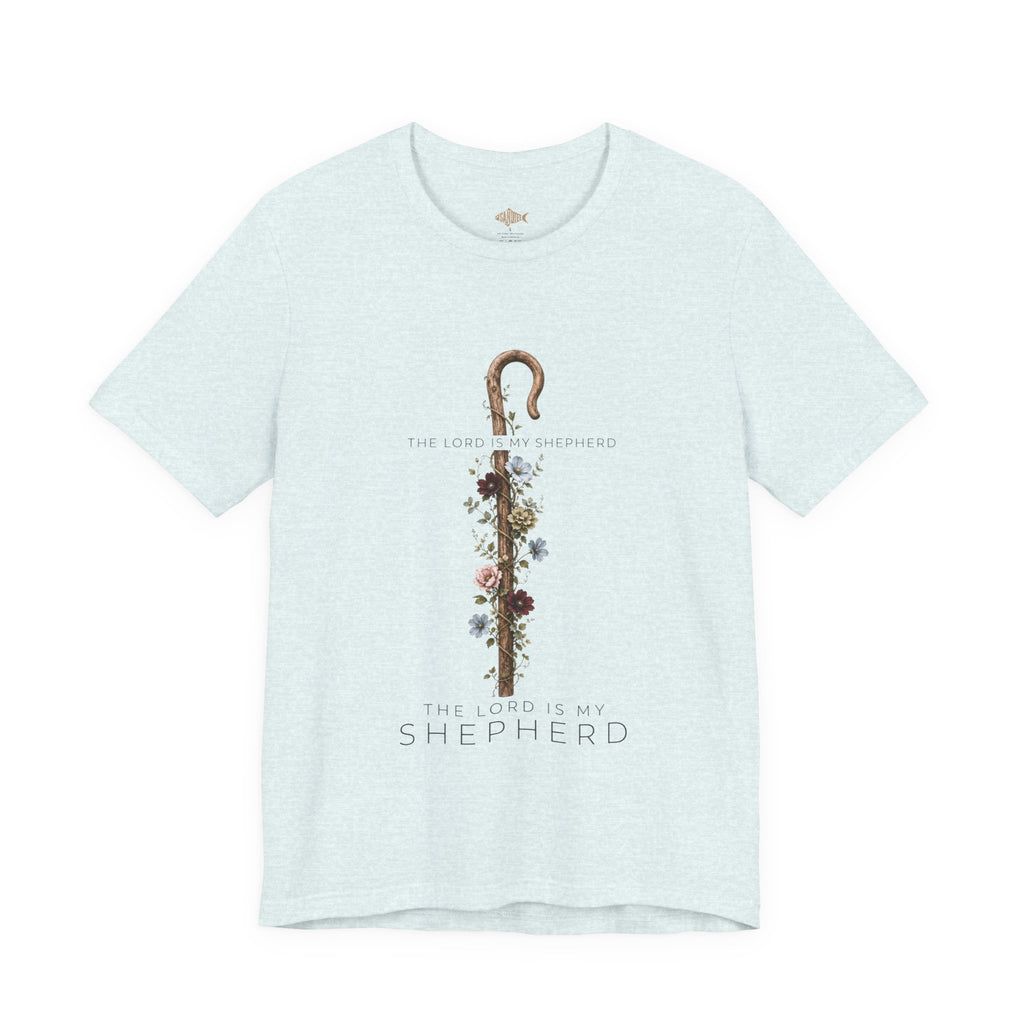 Shepherd Floral Staff T‑Shirt — 'The Lord Is My Shepherd' Faith Tee