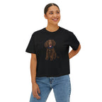 Women's Boxy Tee — Brown Spaniel Dog Graphic T‑Shirt