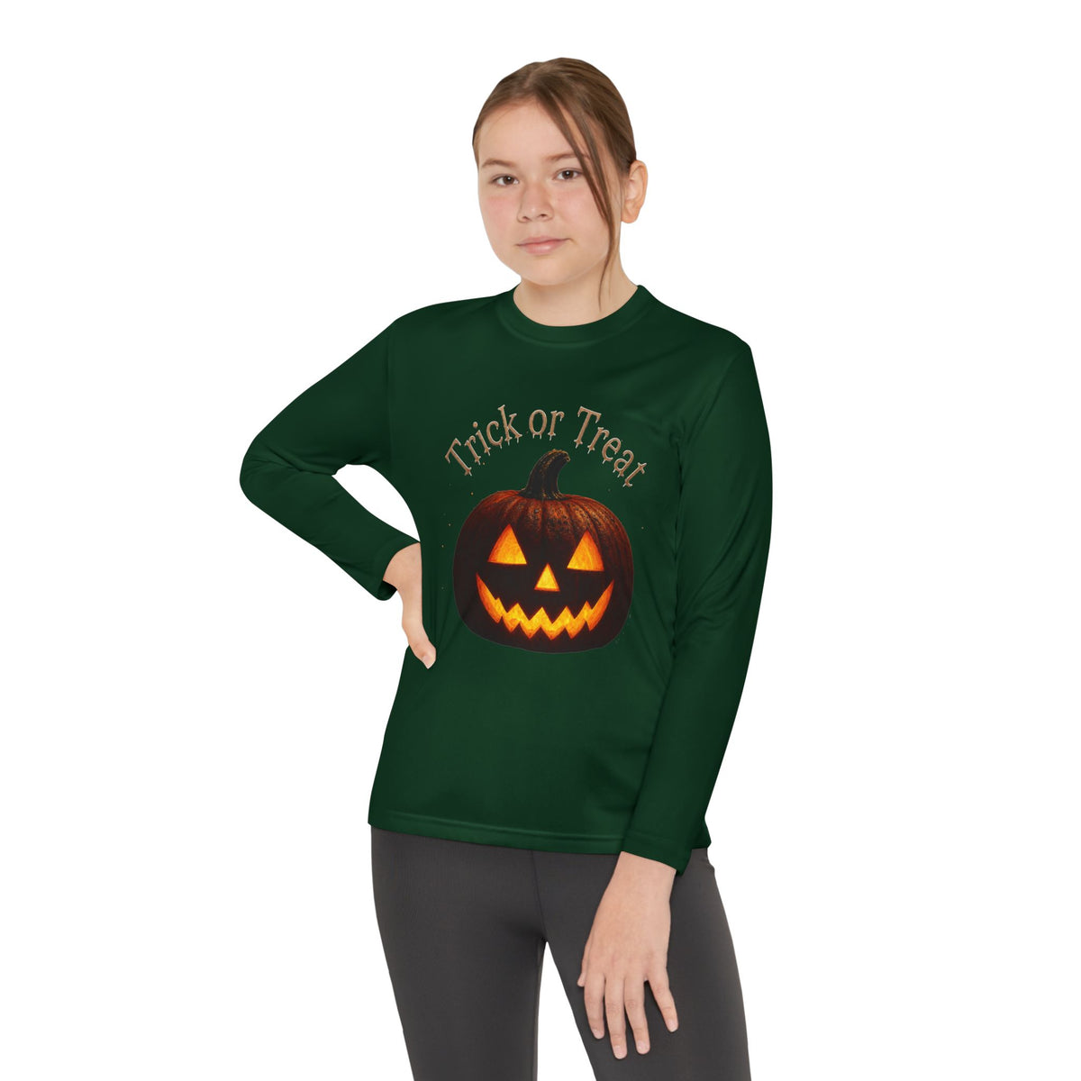 Youth Halloween Pumpkin Long Sleeve Tee - "Trick or Treat"