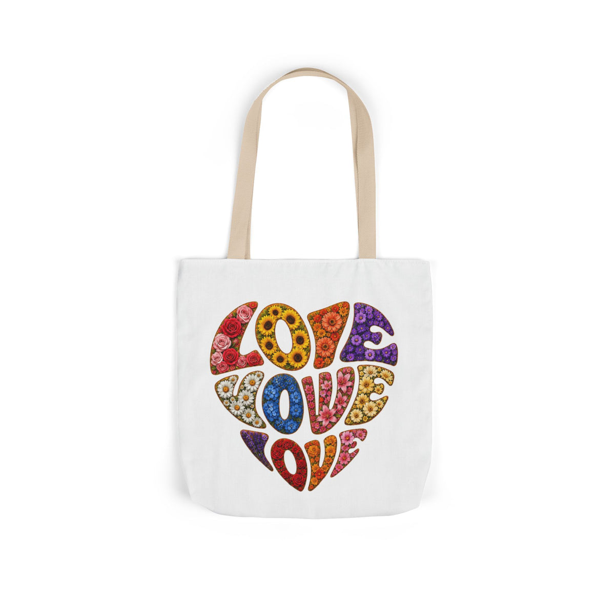 Love Heart Canvas Tote Bag — Colorful Retro ‘LOVE’ Design