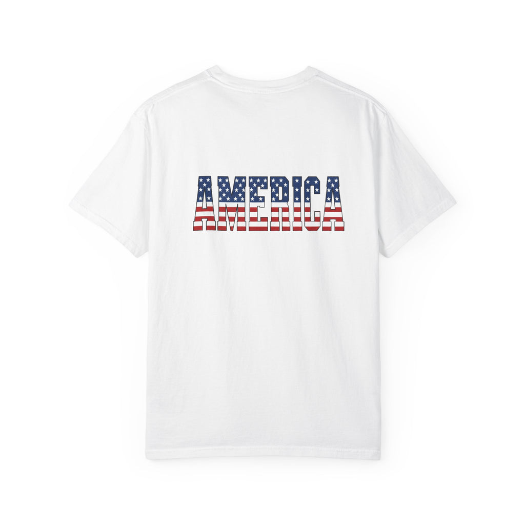 4th of July Flag T-Shirt — "Happy 4th of July" Front & America Flag Back