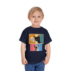 Toddler Cat Portrait Tee — Color Block Kittens Short Sleeve