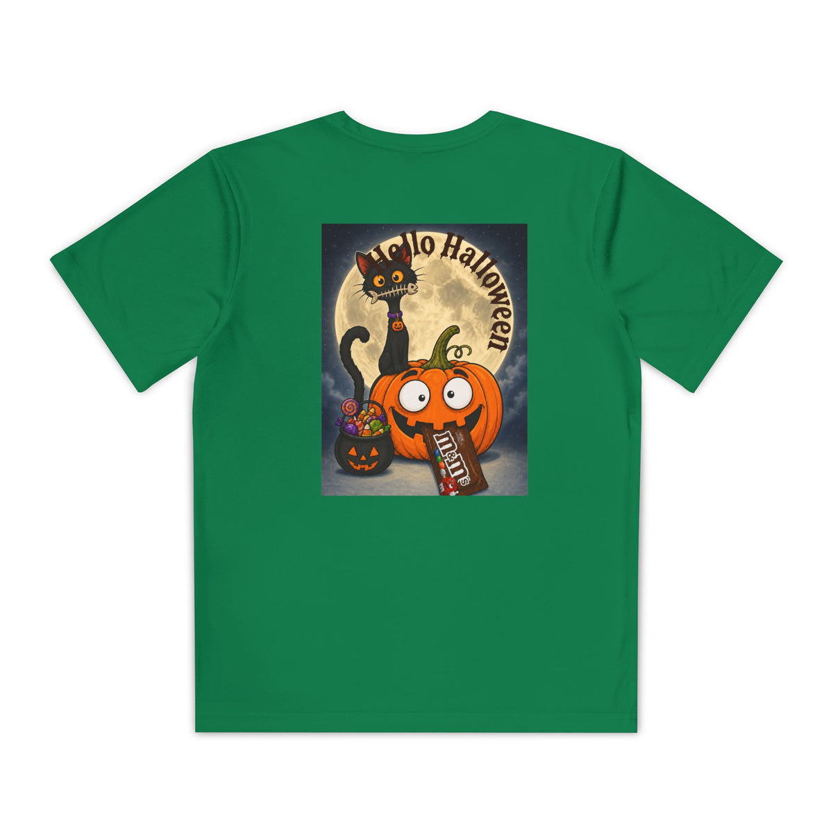 Kids Halloween Trick or Treat T-Shirt — Cute Pumpkin, Ghost & Black Cat Design