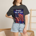 4th of July Flag T-Shirt — "Happy 4th of July" Front & America Flag Back