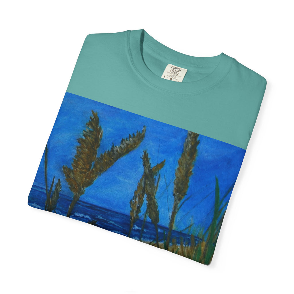 Beach Dune Art T-Shirt — Coastal Sea Oats Graphic Tee Original art by Doulton