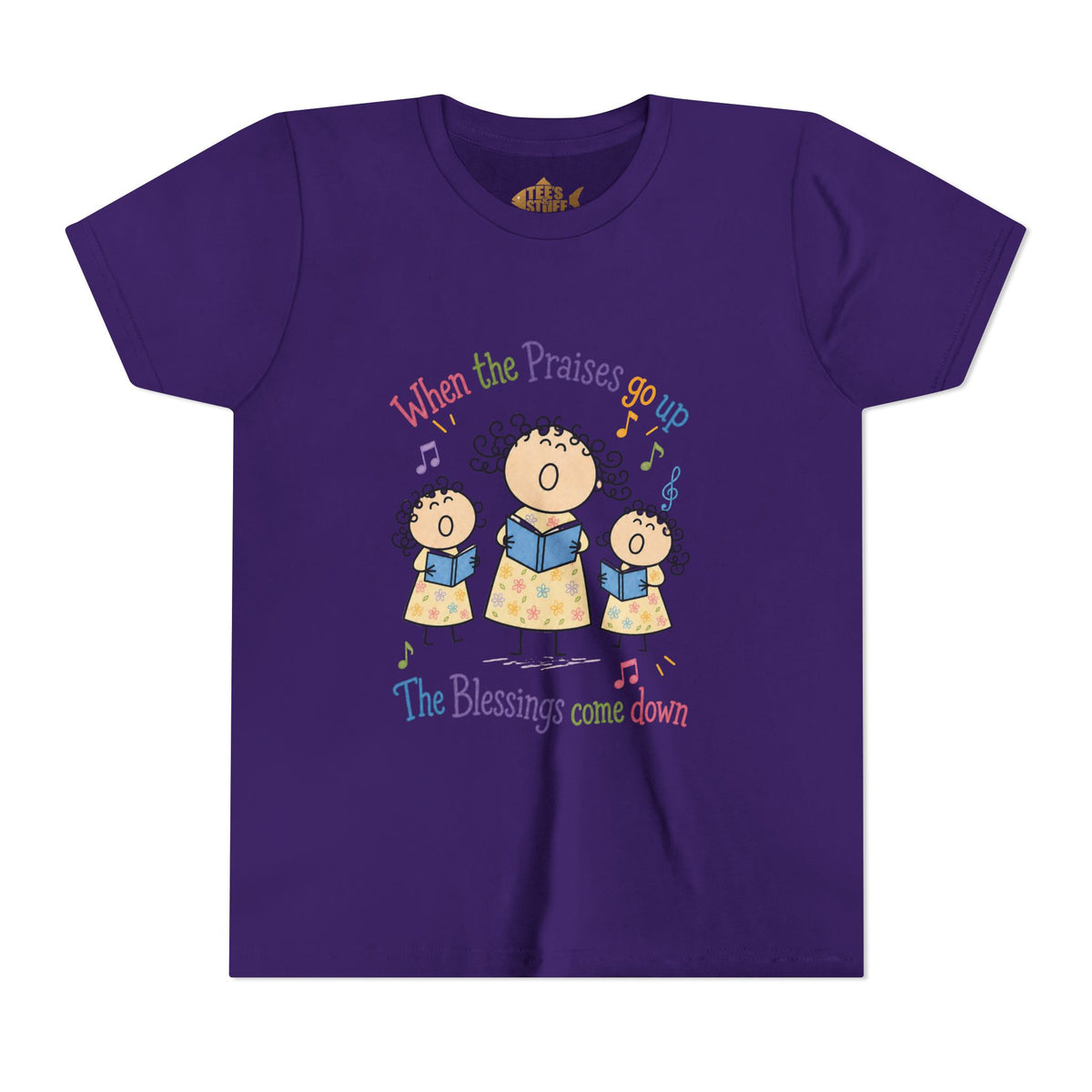 Youth Tee - 'When the Praises Go Up, The Blessings Come Down' Kids Choir Graphic