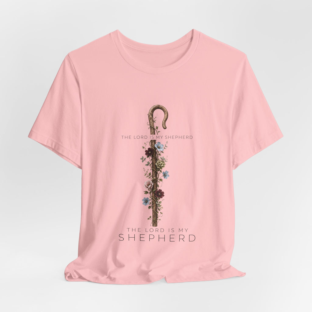 Shepherd Floral Staff T‑Shirt — 'The Lord Is My Shepherd' Faith Tee