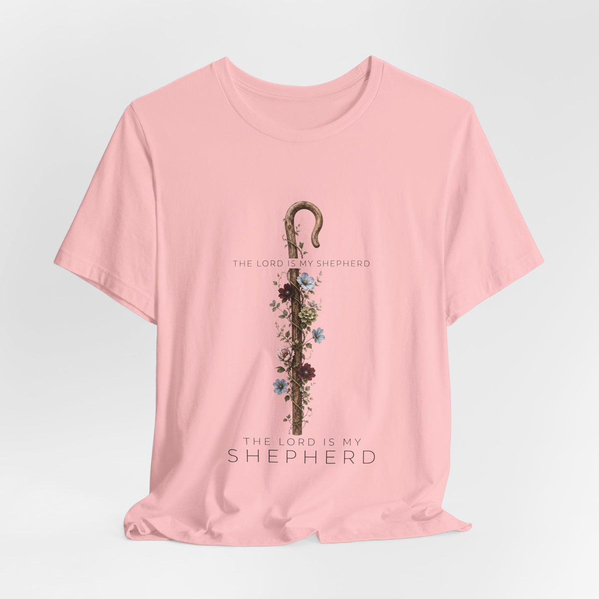 Shepherd Floral Staff T‑Shirt — 'The Lord Is My Shepherd' Faith Tee