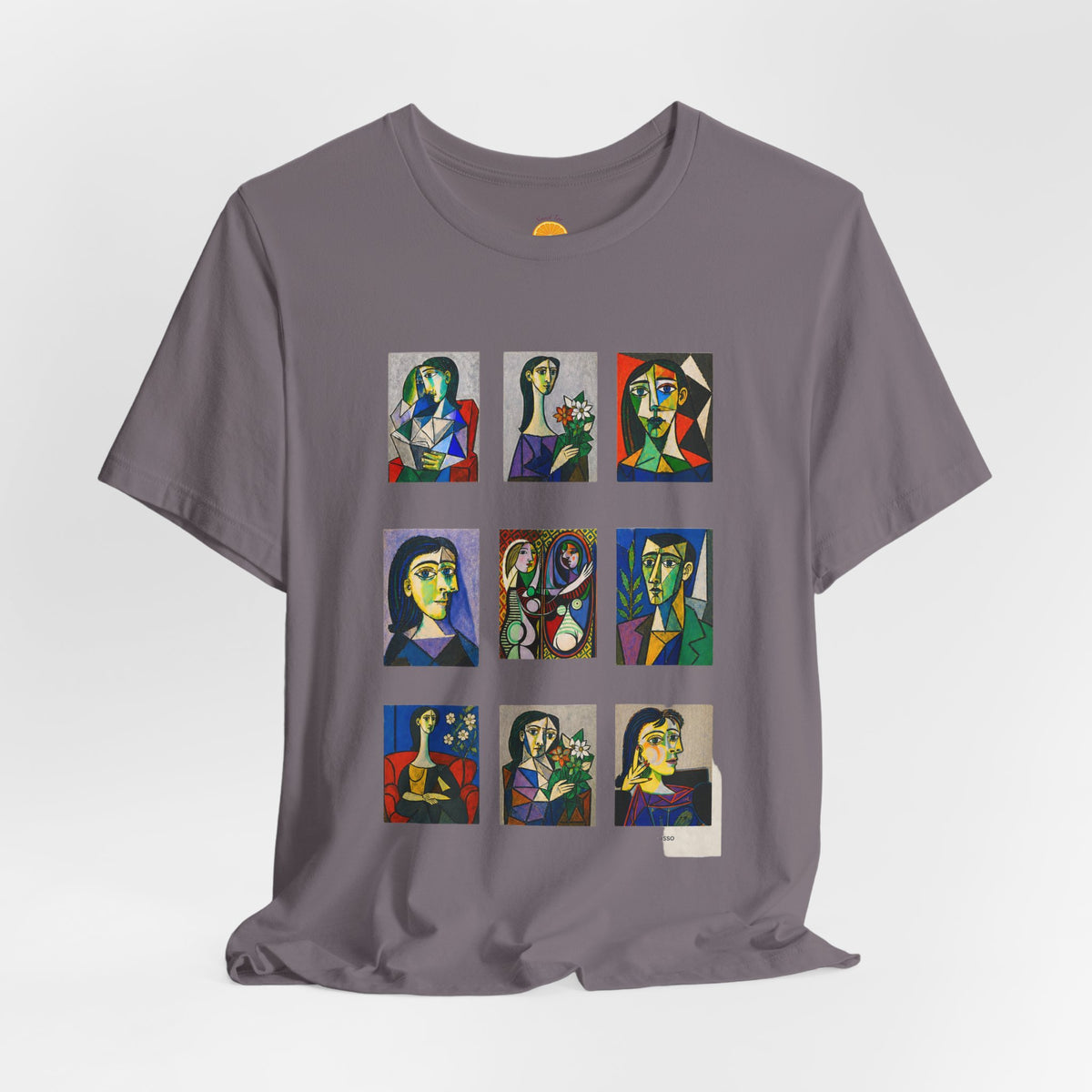 Picasso Portrait Grid T‑Shirt — Colorful Cubist Faces Art Tee