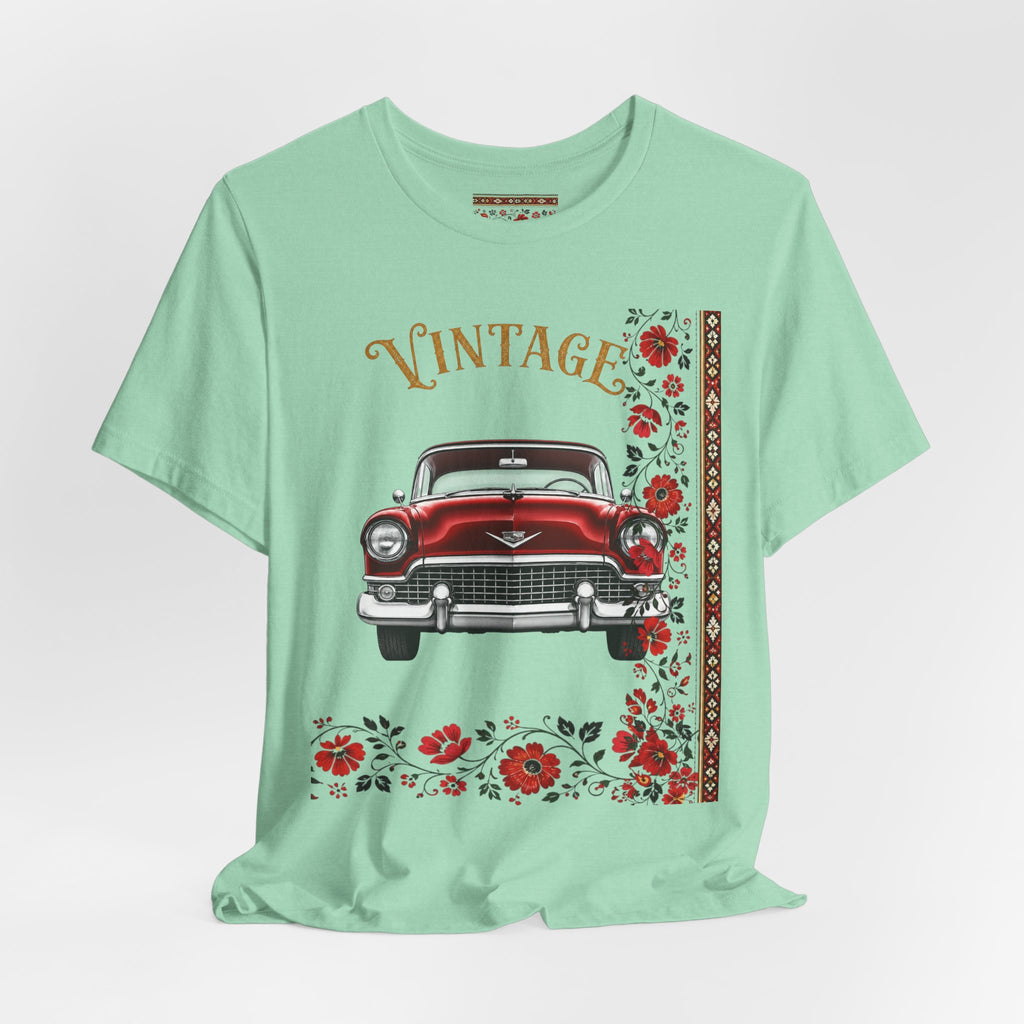 Vintage Classic Car Floral Graphic T-Shirt