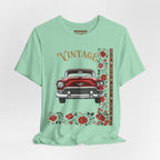 Vintage Classic Car Floral Graphic T-Shirt