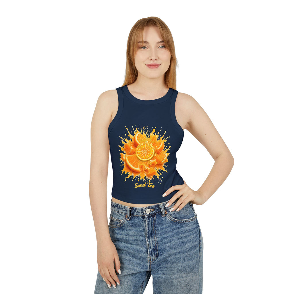 Orange Slice Splash Racer Tank Top | Citrus Fruit Graphic
