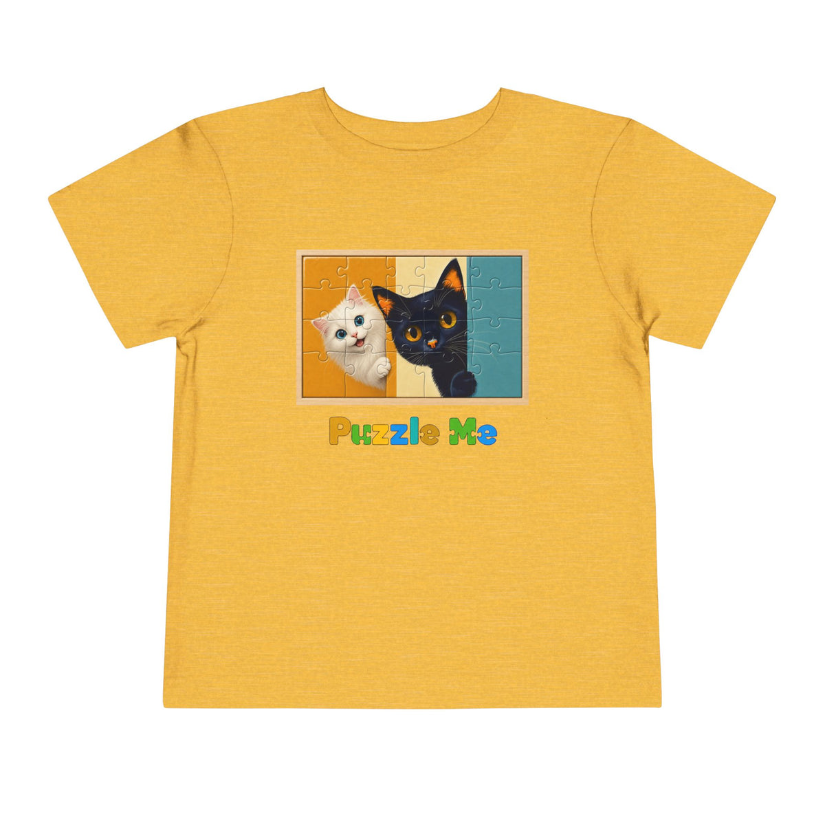 Toddler Cat Puzzle Tee — "Puzzle Me" Short Sleeve Kids Shirt
