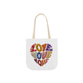 Love Heart Canvas Tote Bag — Colorful Retro ‘LOVE’ Design