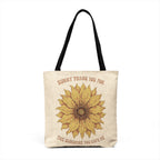 Sunflower Woven Tote — "Grow Through What You Go Through" Inspirational Canvas Bag