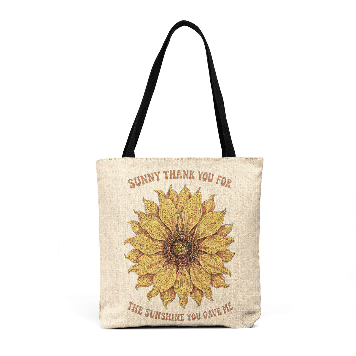 Sunflower Woven Tote — "Grow Through What You Go Through" Inspirational Canvas Bag