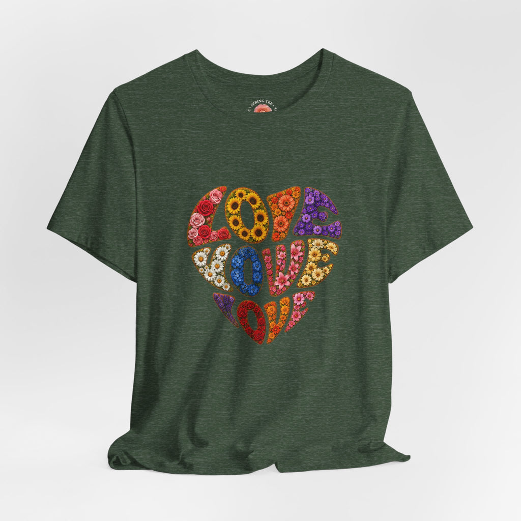 Love Heart Graphic Tee — Retro Psychedelic 'Love' Design